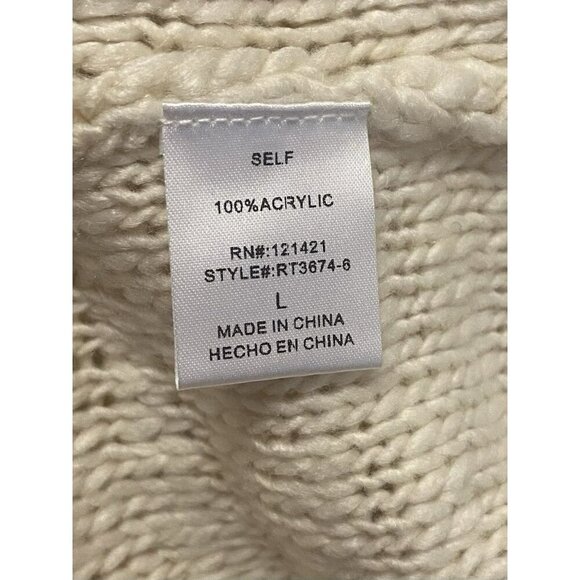 Ellison Sweater Cream Fringe Trim Women’s Large L/S Boutique Boho‎ Knit NWT - Picture 9 of 10